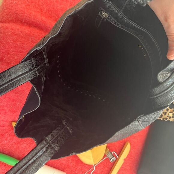 VTG Le Chateau Black Pebble Leather Chain Link Bucket Shoulder Bag Purse - Picture 5 of 11